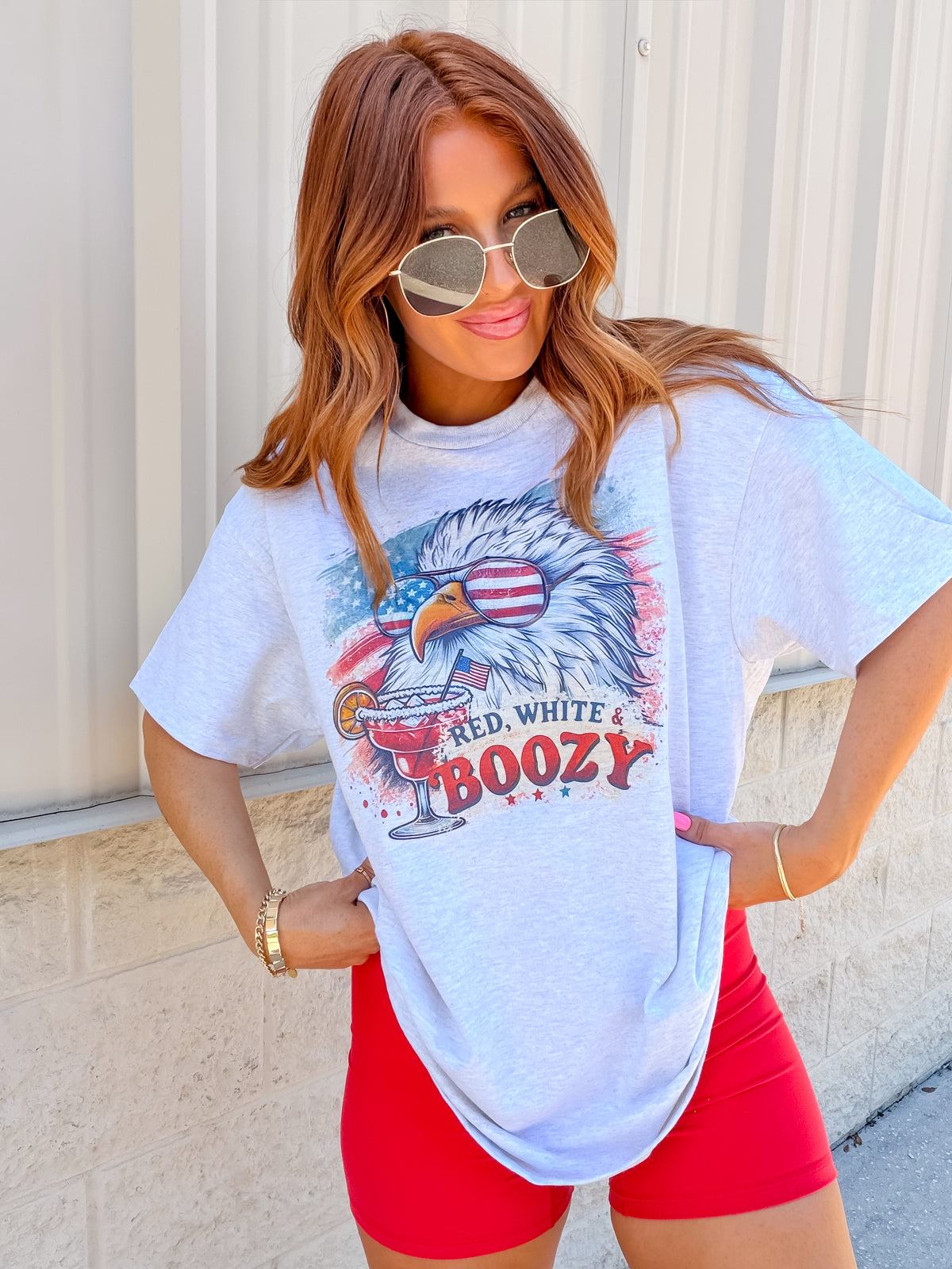 Red White & Boozy Graphic Top