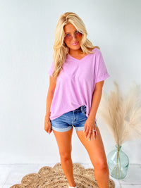 Timeless Charm Bright Mauve V Neck Top