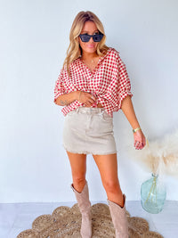 Promise Me Forever Red Gingham Button Down Top