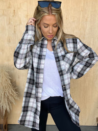 Bonfire Nights Black Plaid Button Top