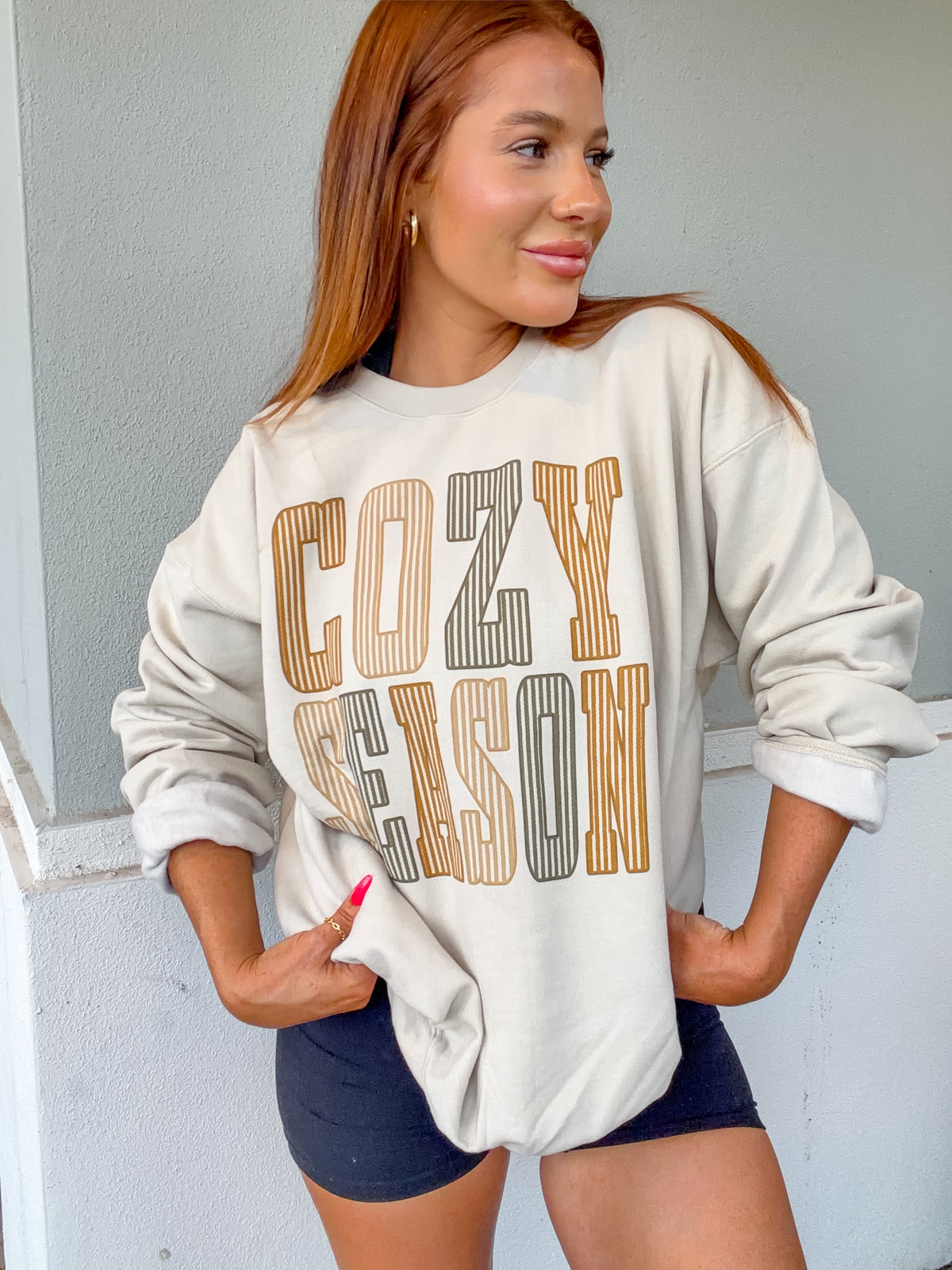 Stripe Cozy Season Graphic Top