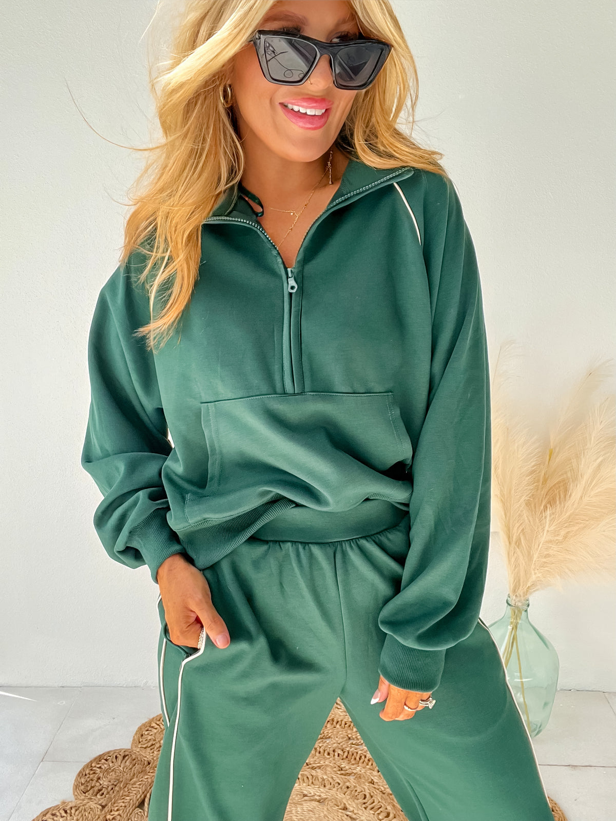 Different Attitude Green Half Zip Top
