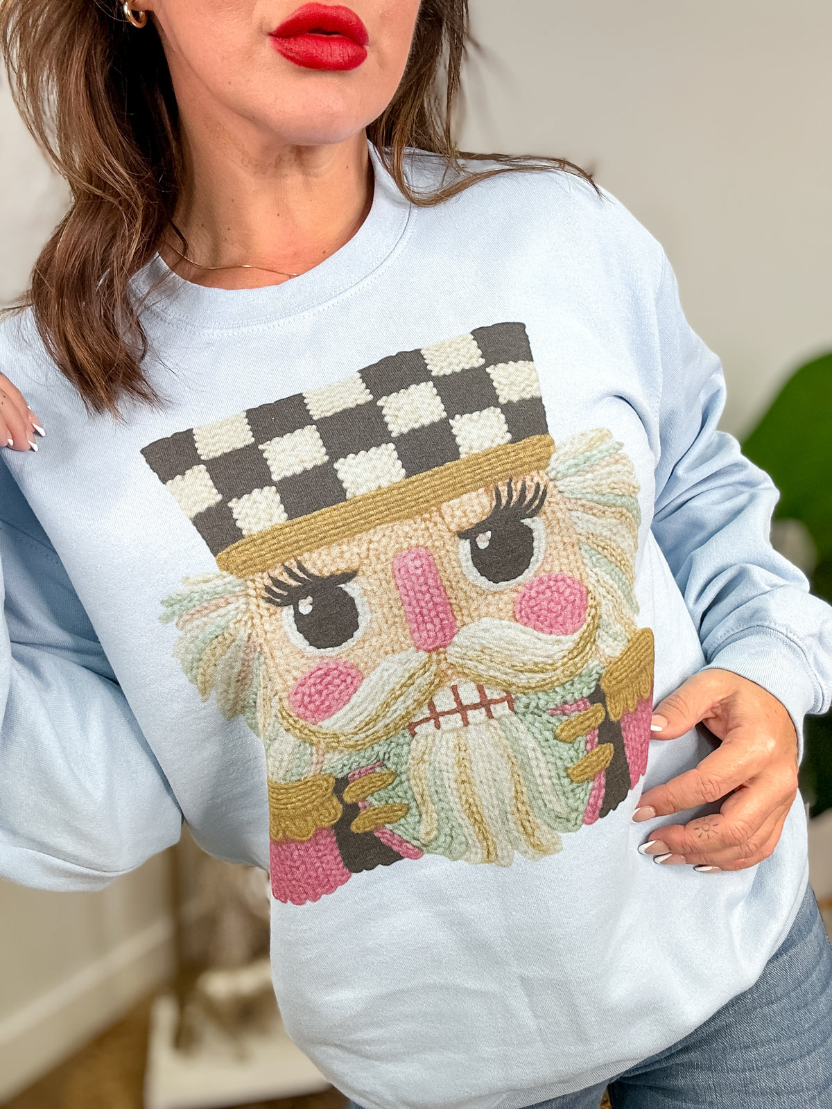 Faux Yarn Nutcracker Graphic Top
