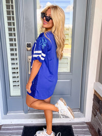 Game Day Oversized Royal Blue Sequin Dress