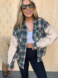 Authentic Moments Pine Plaid Oversized Top