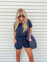 Out Of Excuses Black Ribbed Romper