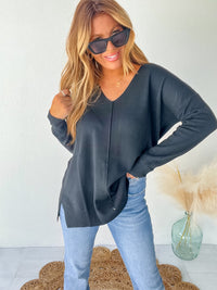 Inspired Moments Black Front Seam Top