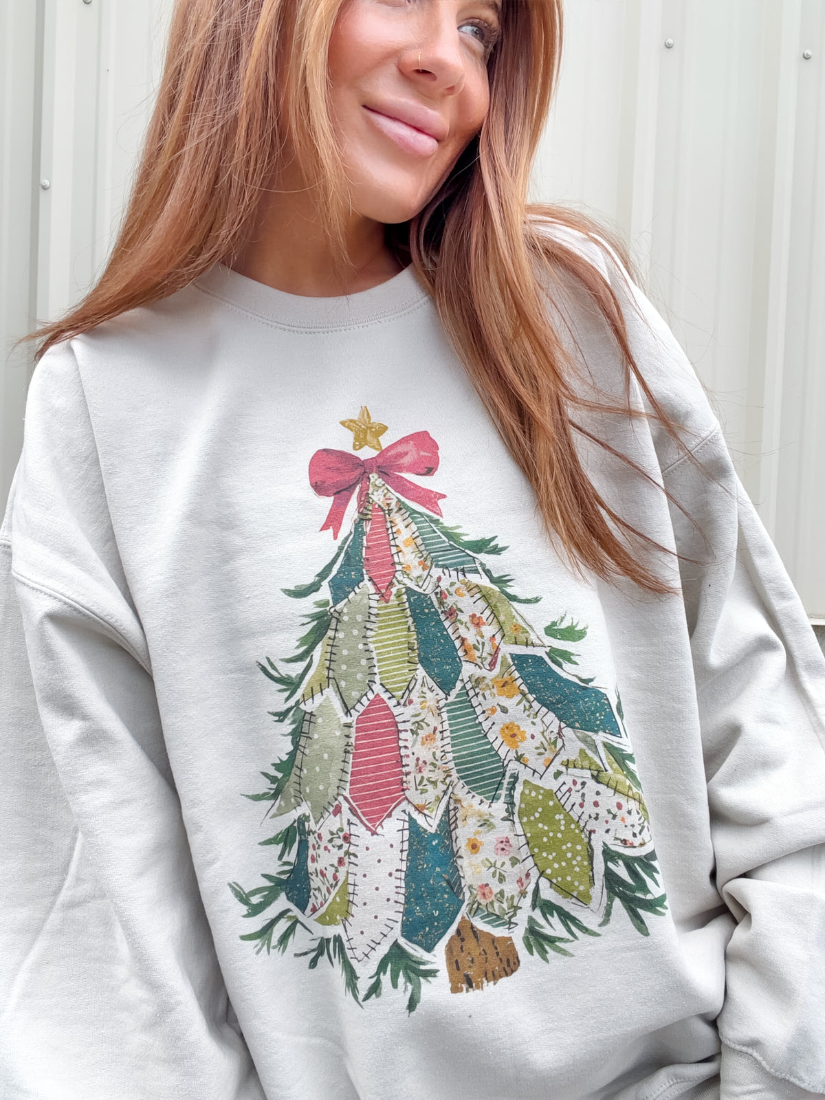 Xmas Tree Patchwork Graphic Top