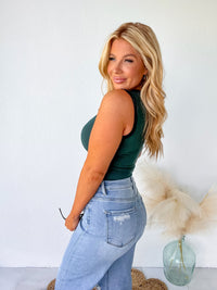 Needing Space Dark Green Multi Detail Bodysuit