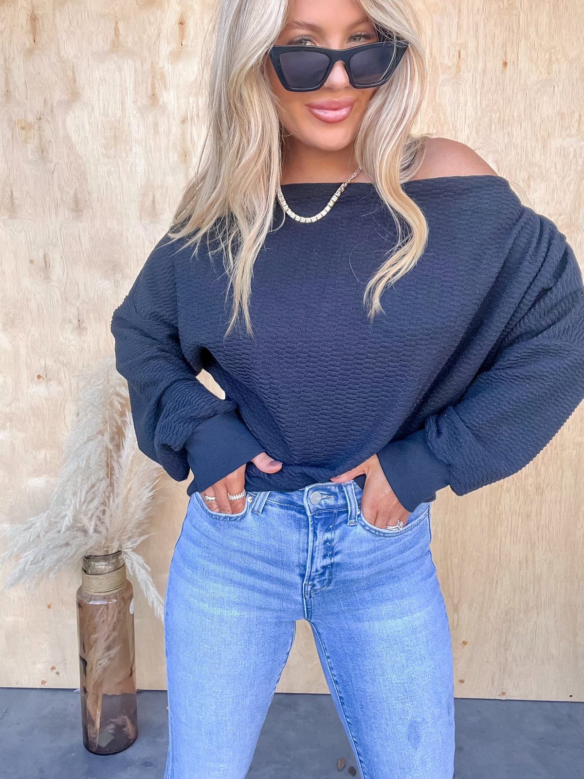 Life Recently Black Off Shoulder Top