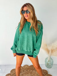 Chasing Calm Oversized Forest Acid Wash Pullover