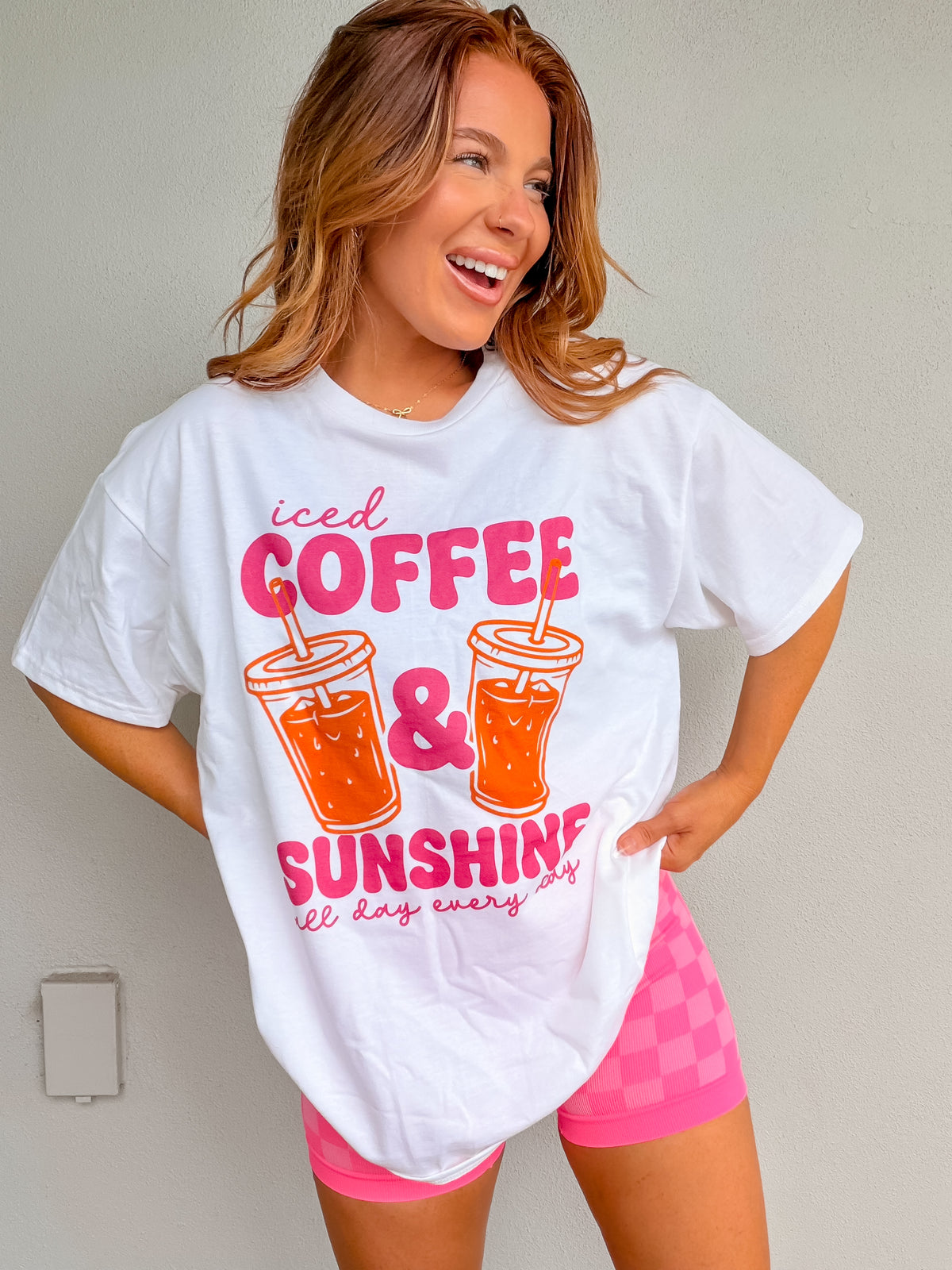 Pink Iced Coffee Graphic Top