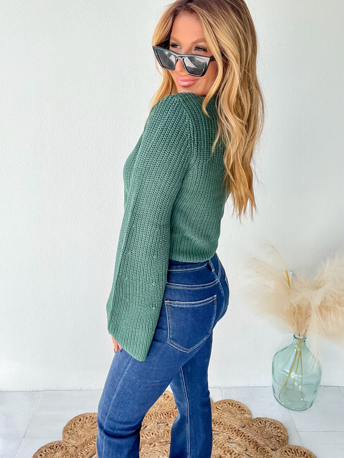 Bold Type Green Bell Sleeve Sweater Top