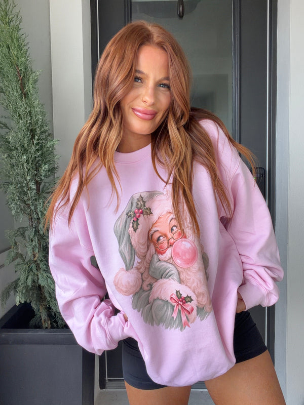 Pastel Bubblegum Santa Graphic Top