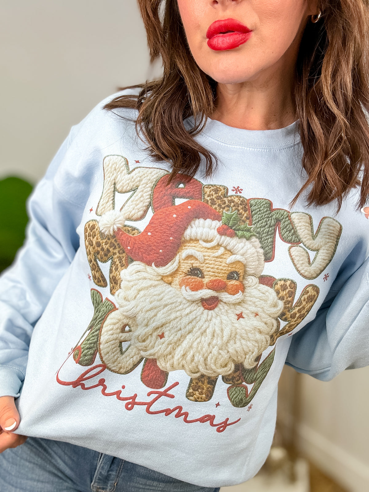 Merry Santa Yarn Graphic Top