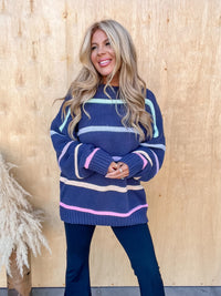 Rule Breaker Navy Striped Sweater