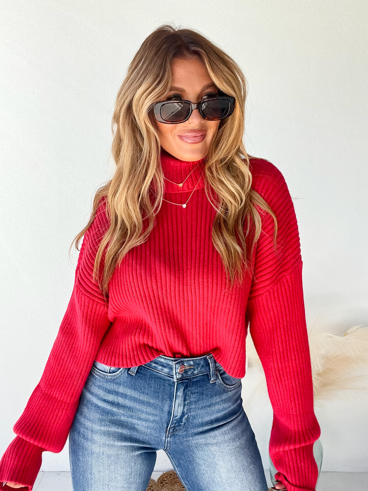 Meet Your Match Red Cropped Sweater