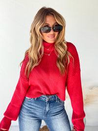 Meet Your Match Red Cropped Sweater