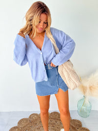 Grateful Heart Light Blue Sweater Cardigan
