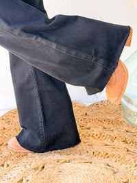 To Die For Black Raw Hem Flare Jeans