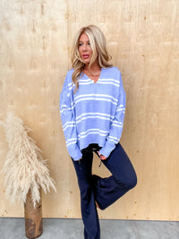 Why Bother Peri Blue Stripe Sweater