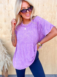 DOORBUSTER - I'm Still Yours Bright Violet Ribbed Top