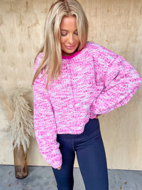 Fashionable For Fall Pink Mix Sweater