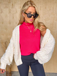 Always Distracting Fuchsia Turtleneck Knit Top