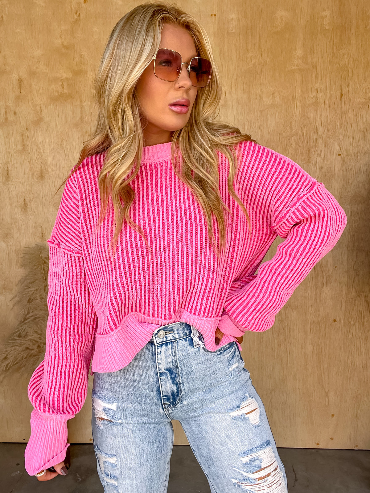 All About You Pink Knit Sweater