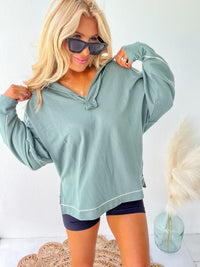 Restless Heart Silky Pine Collared Pullover