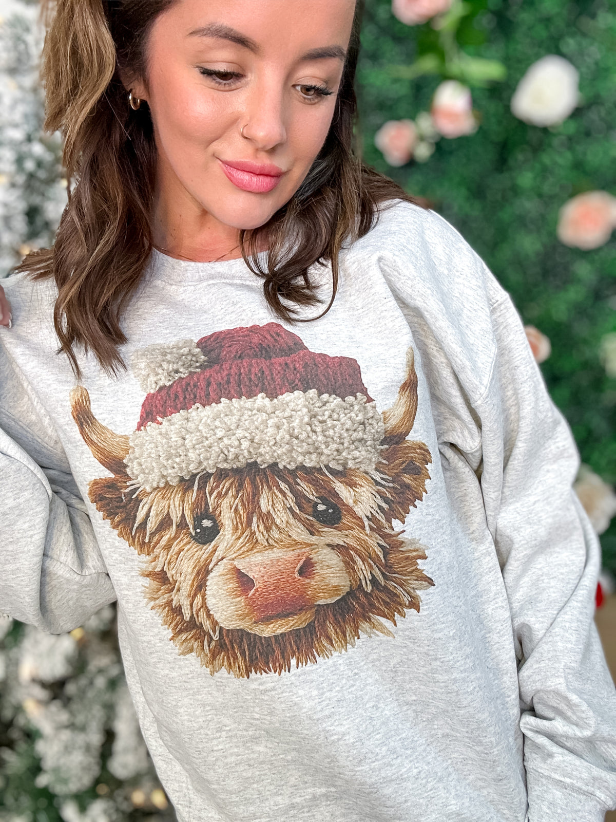 Yarn Christmas Cow Graphic Top