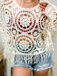 The Perfect Time Oatmeal Crochet Coverup