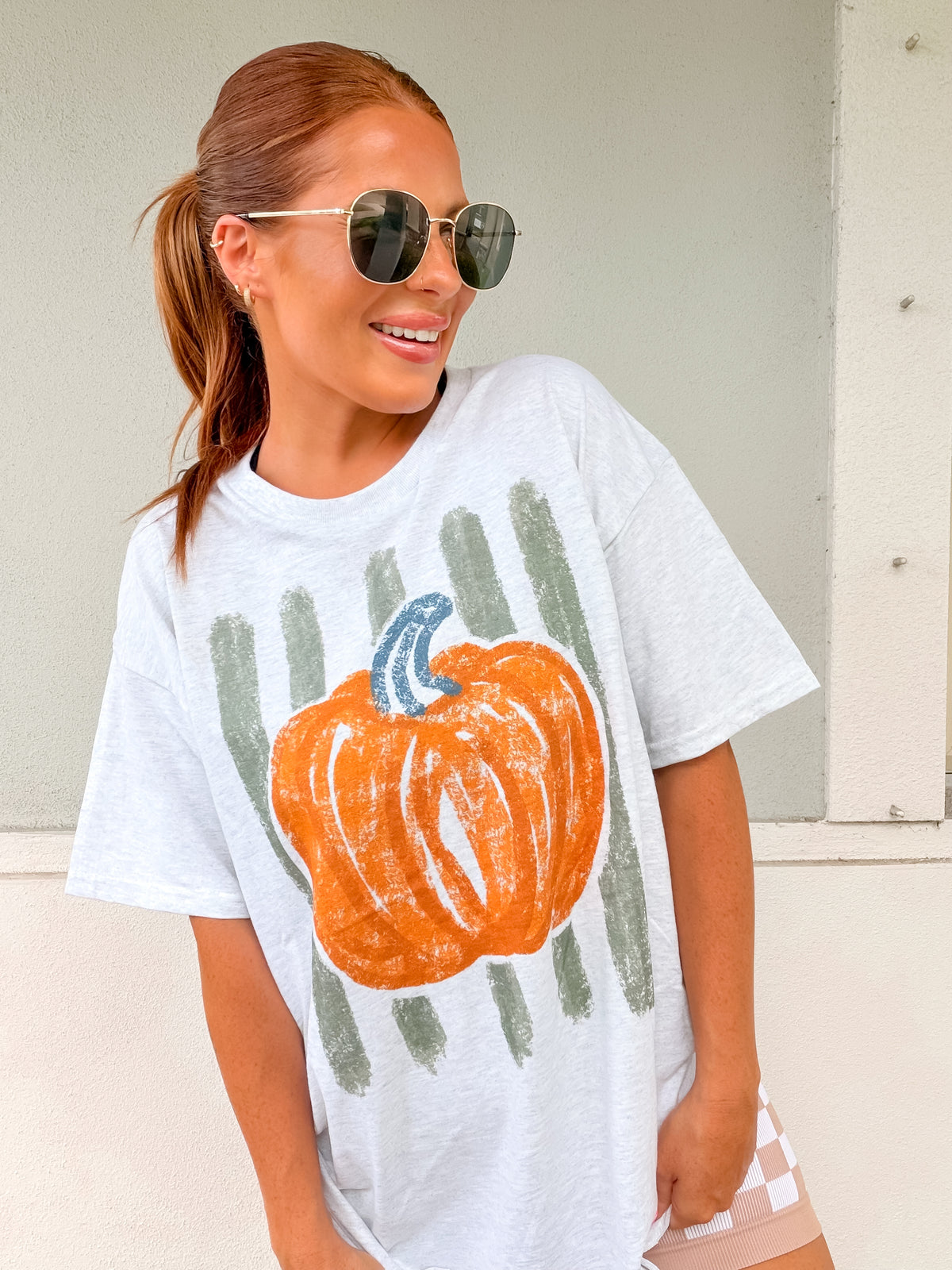Stripe Pumpkin Graphic Top