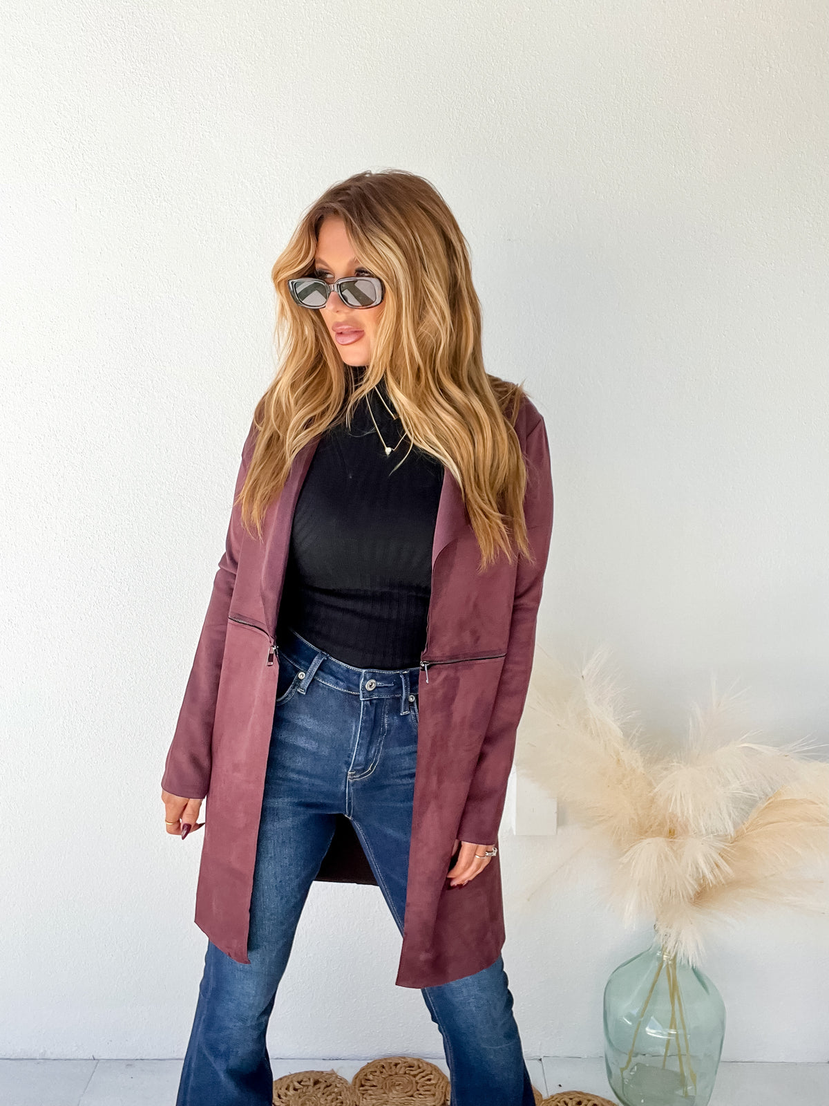 Fearless Energy Burgundy Faux Suede Jacket