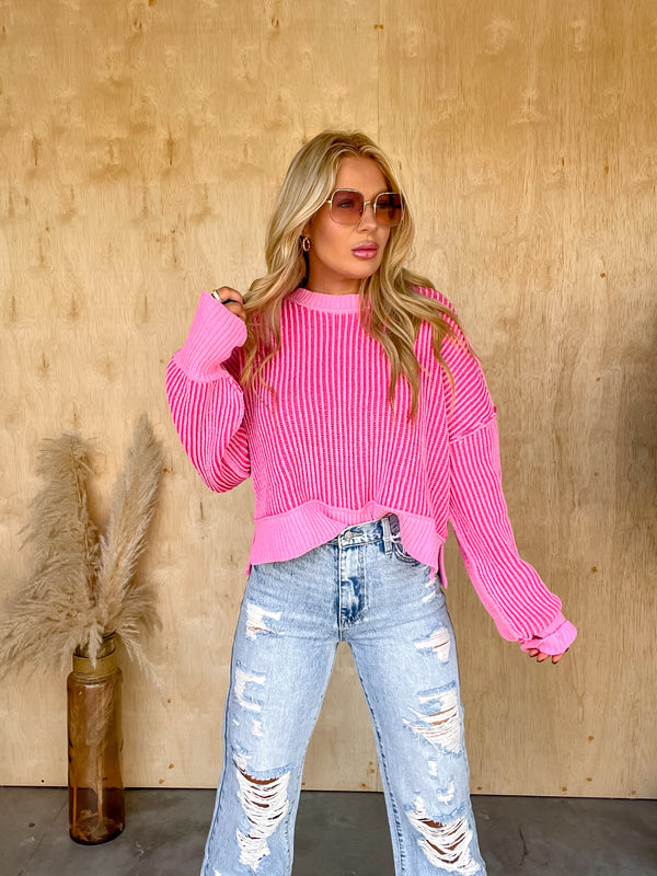 All About You Pink Knit Sweater