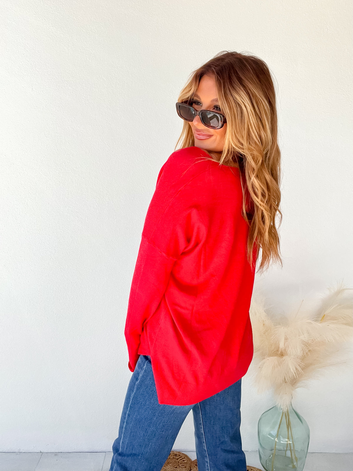 Inspired Moments Heather Red Front Seam Top