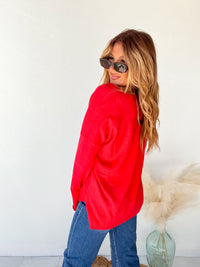 Inspired Moments Heather Red Front Seam Top