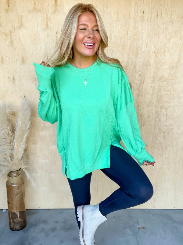 Comfort in Chaos Green Oversized Top