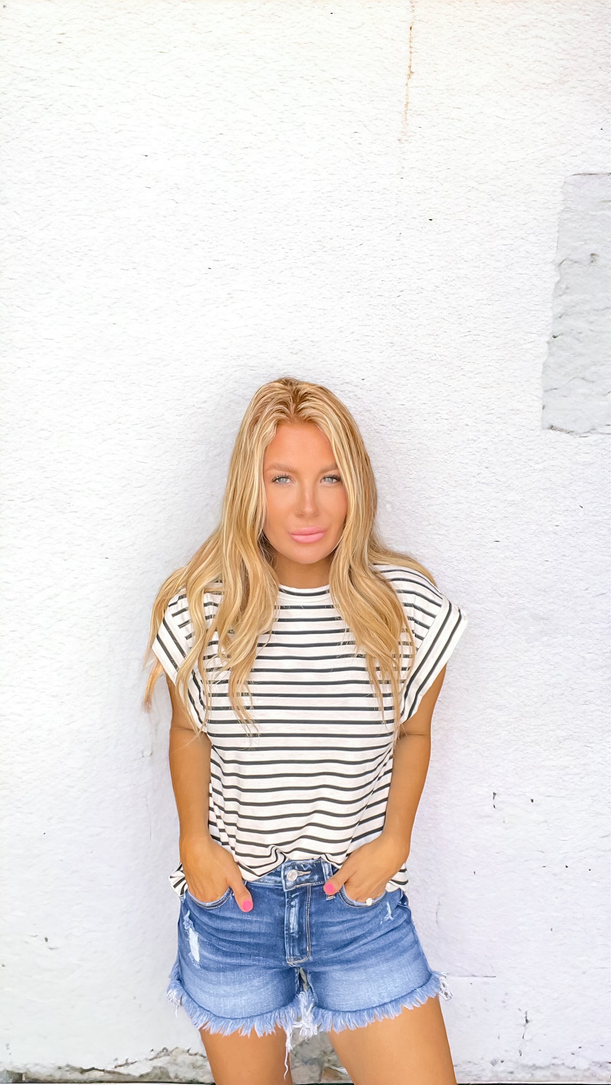 Far From Ordinary Ivory Black Stripe Top