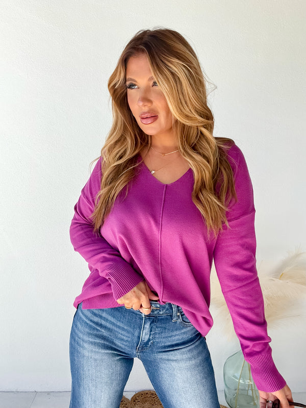 Inspired Moments Light Plum Front Seam Top