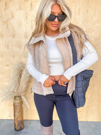 Sending You Love Beige Sherpa Vest