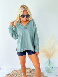 Restless Heart Silky Pine Collared Pullover