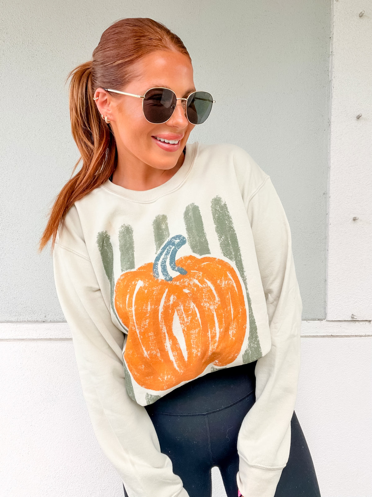 Stripe Pumpkin Graphic Top