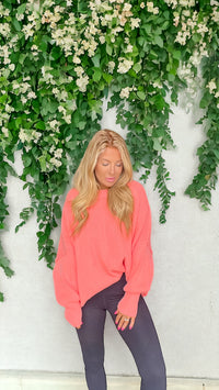 Down Memory Lane Coral Luxury Sweater