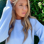 Obsessing Over You Blue Ribbed Top