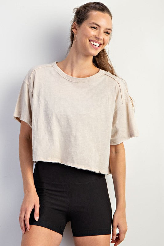Simply Loved Sand Beige Cropped Top