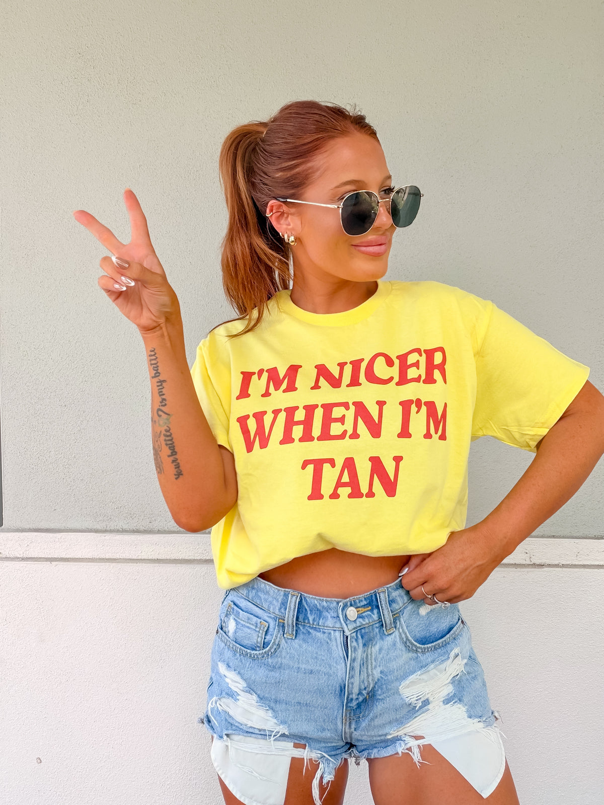 Pink When Tan Graphic Top