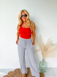 Take It Slow Navy Gingham Boxer Pants