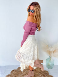 Shoot Your Shot Ecru Lace Skirt