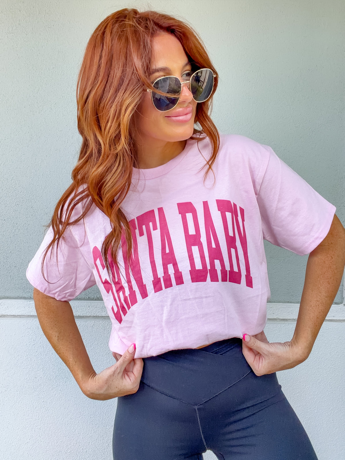 Pink Santa Baby Graphic Top